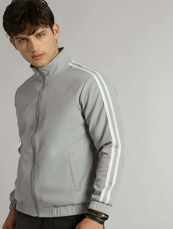 men taped long sleeve lightweight bomber jacket - 22143692 -  Standard Image - 1