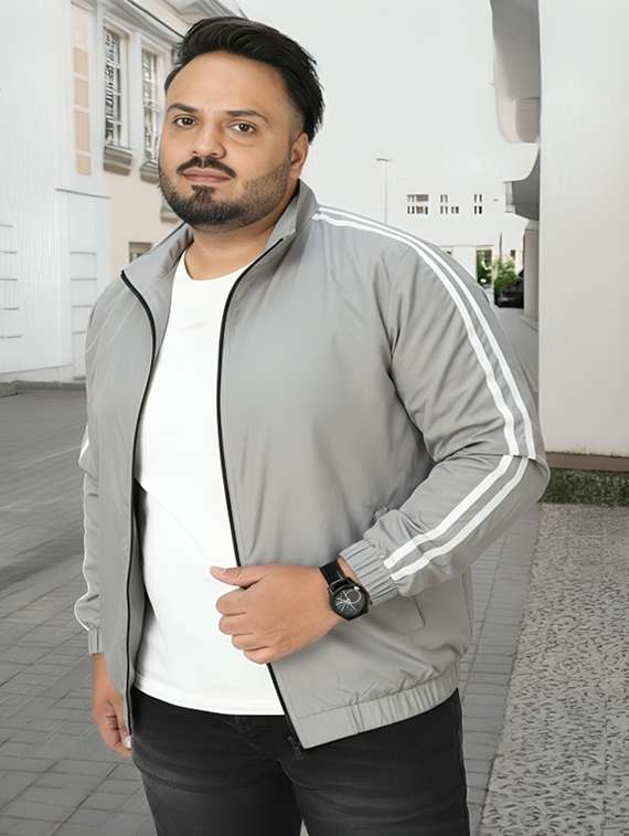 men taped long sleeve lightweight bomber jacket