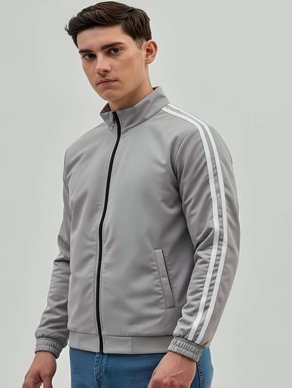 men taped long sleeve lightweight bomber jacket - 22143697 -  Standard Image - 1