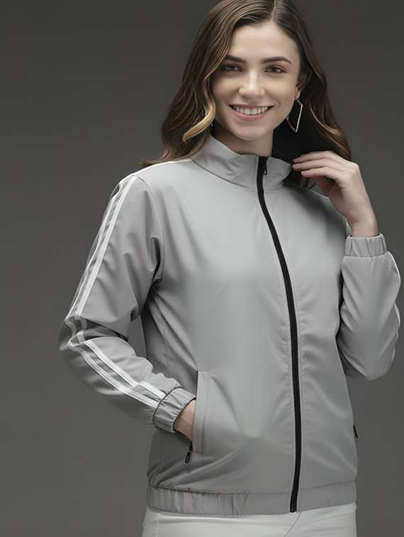 women solid long sleeve windcheater jacket - 22143705 -  Standard Image - 1