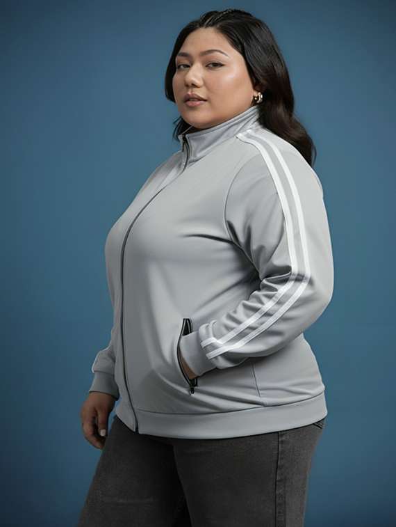 women solid stand collar long sleeve jacket - 22143718 -  Standard Image - 1