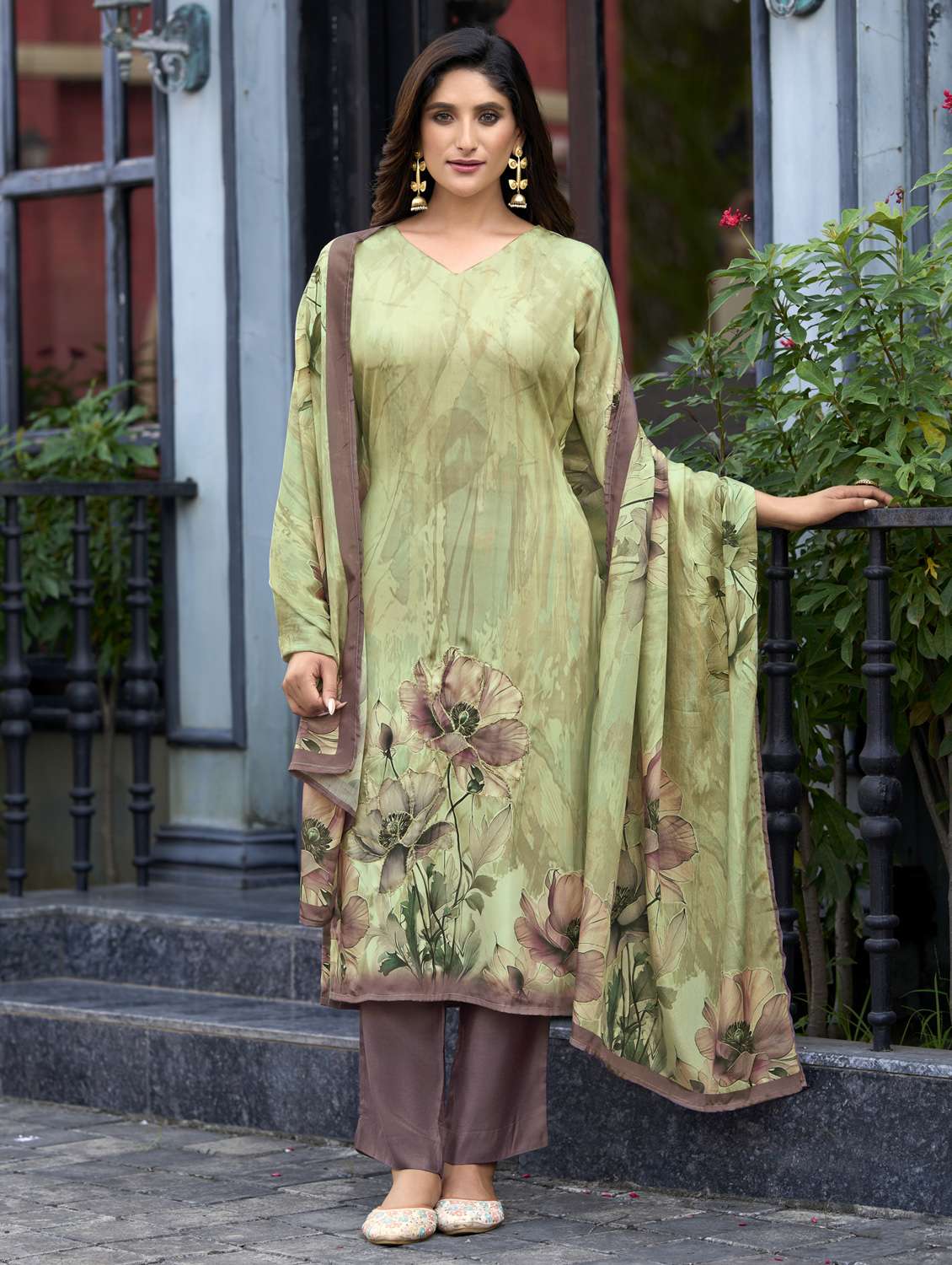 women floral printed three quarter sleeve kurta pant with dupatta set - 22143778 -  Standard Image - 1