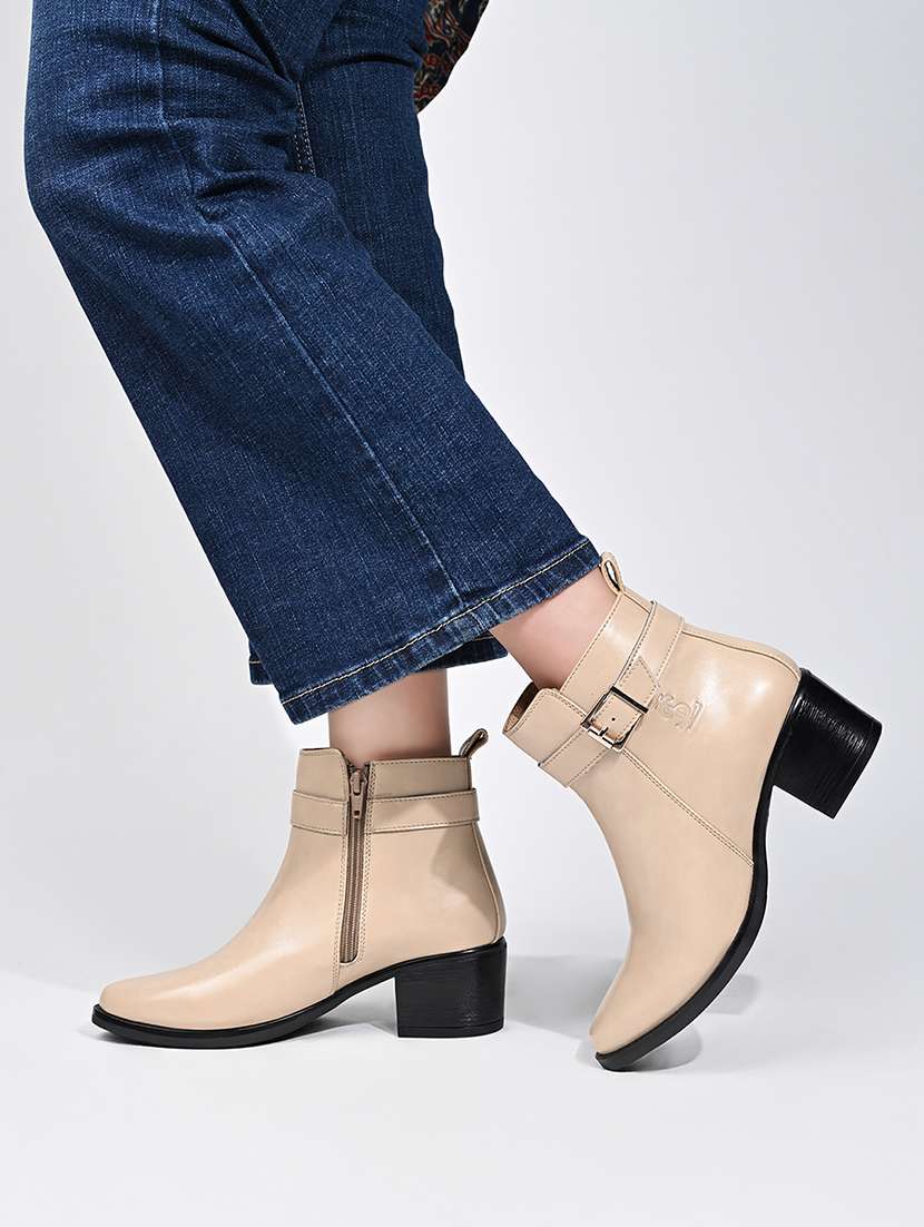 women solid slip on ankle s boot