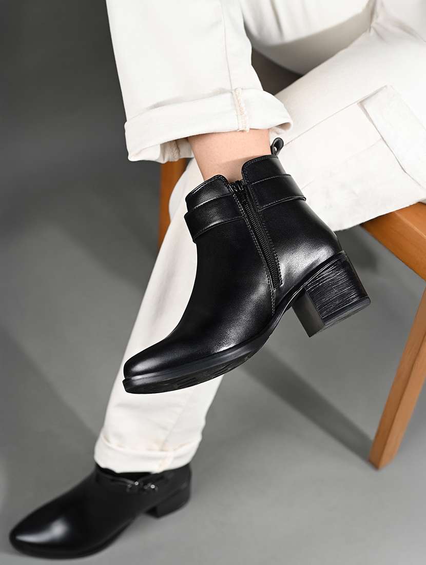 women solid slip on ankle s boot