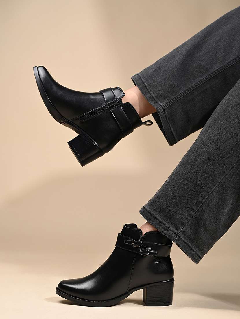 women solid slip on ankle s boot - 22143791 -  Standard Image - 1