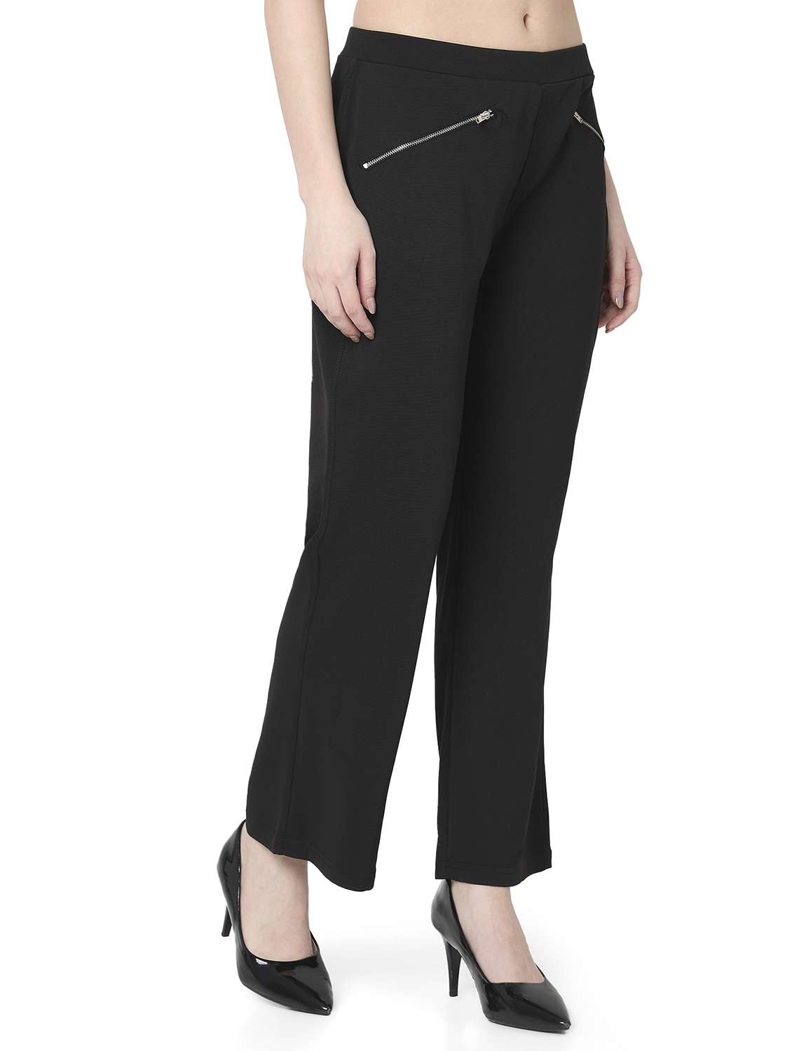 women solid mid rise bootcut trouser - 22143792 -  Standard Image - 1