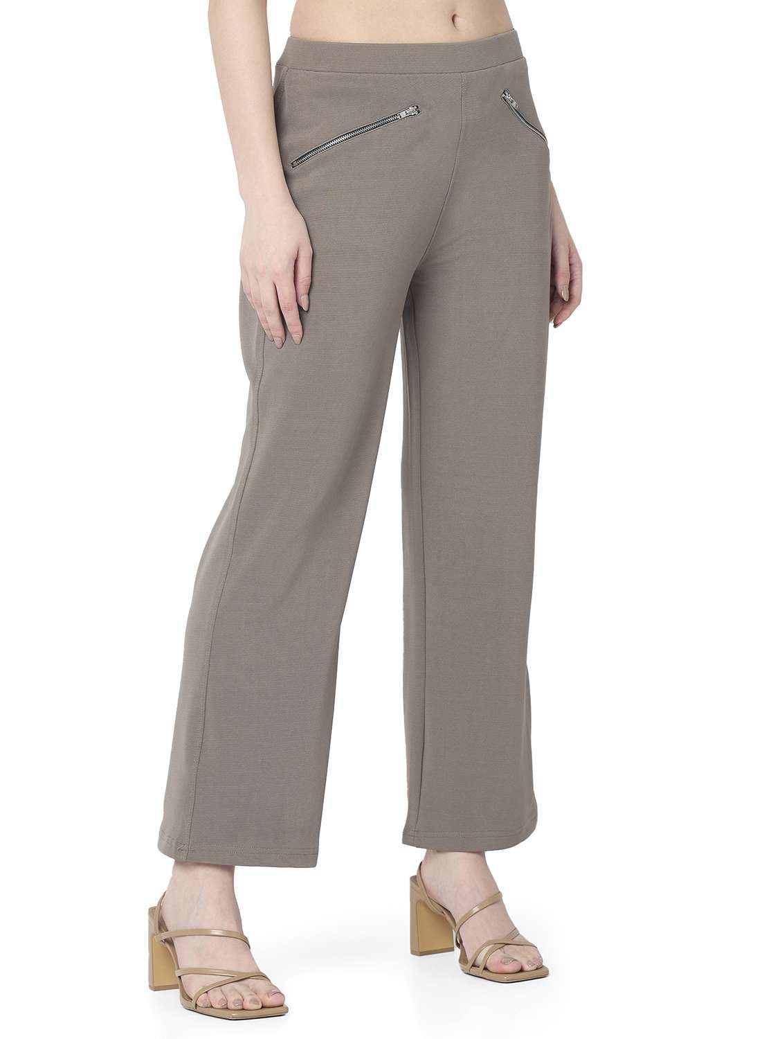 women solid mid rise bootcut trouser - 22143797 -  Standard Image - 1
