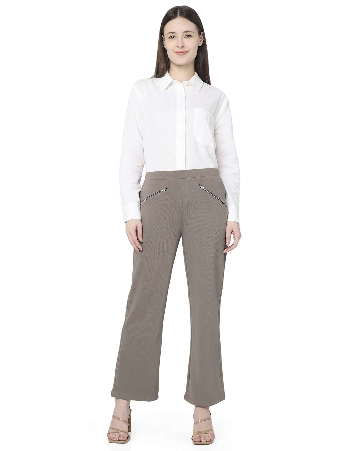 women solid mid rise bootcut trouser - 22143797 -  Standard Image - 4