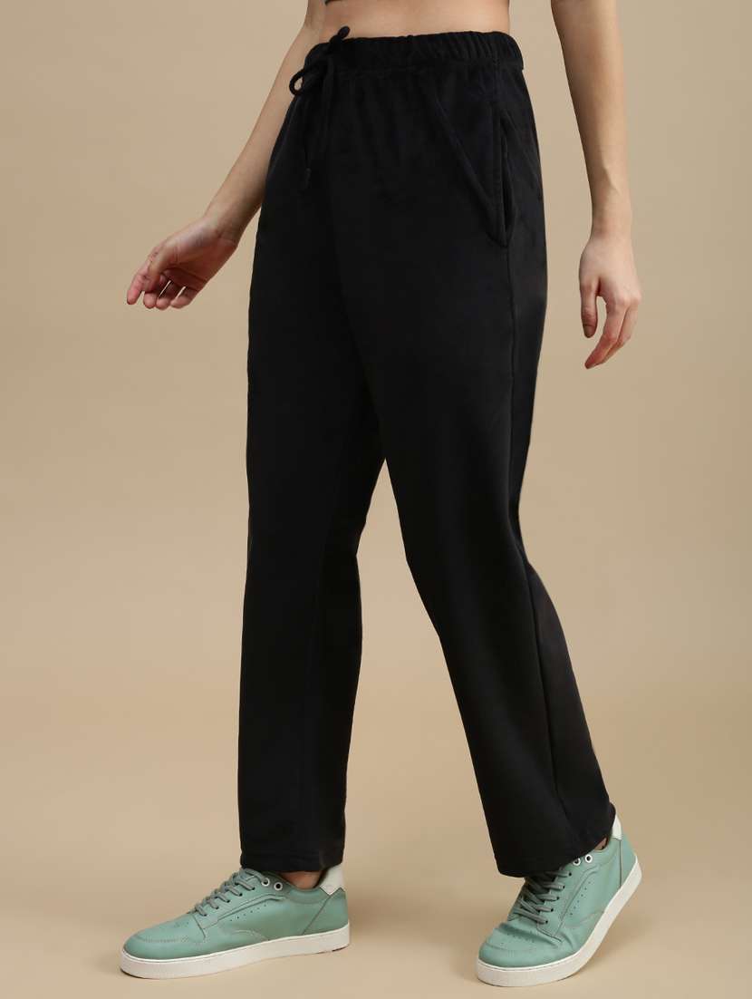 women solid mid rise track pant - 22143806 - Standard Image - 1