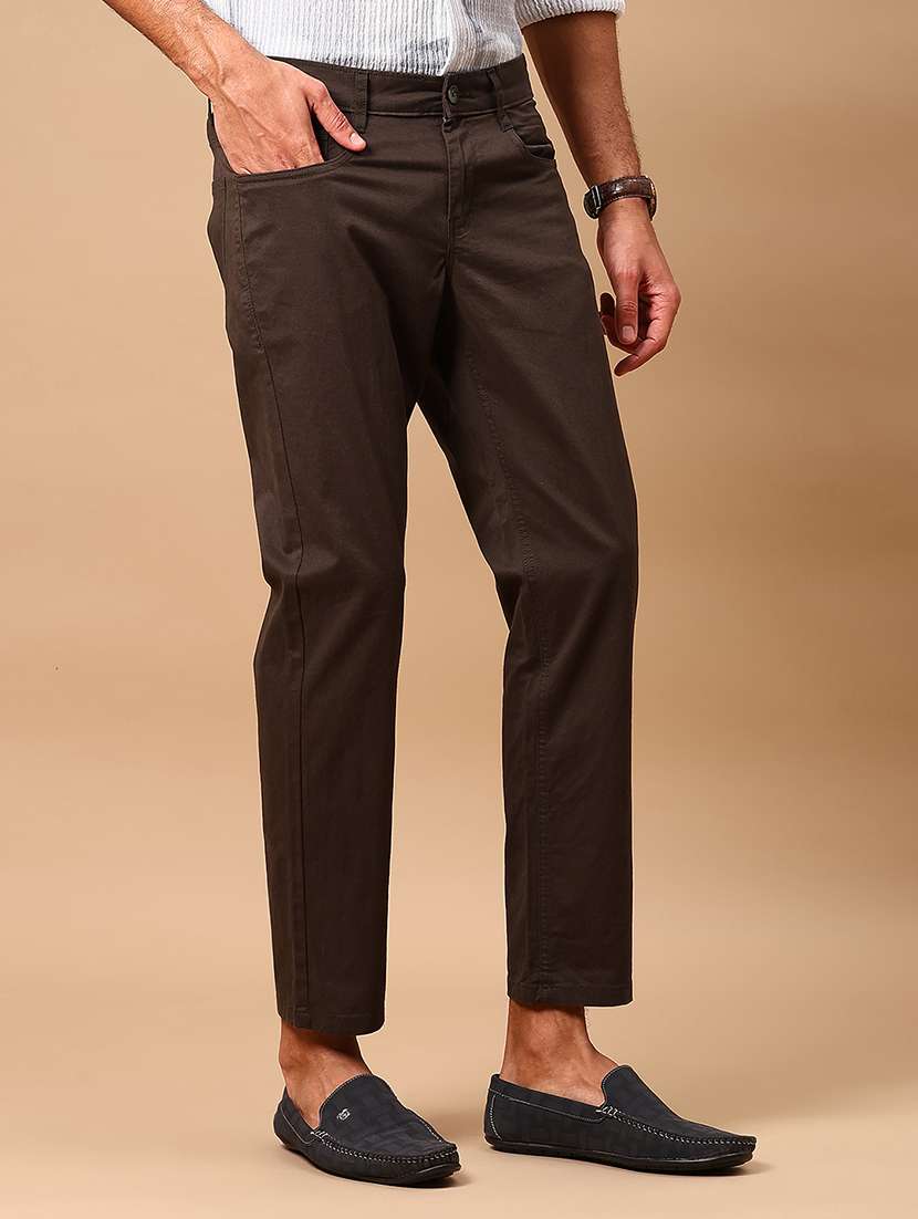 men solid mid rise chinos casual trouser - 22143826 -  Standard Image - 1