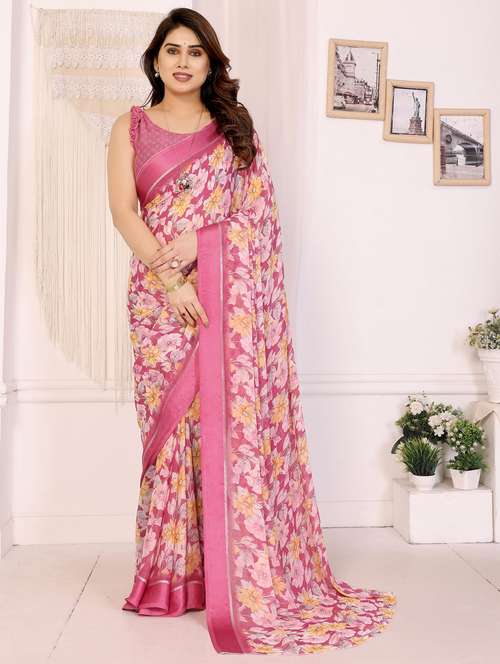 women floral printed saree with blouse - 22143848 -  Standard Image - 0