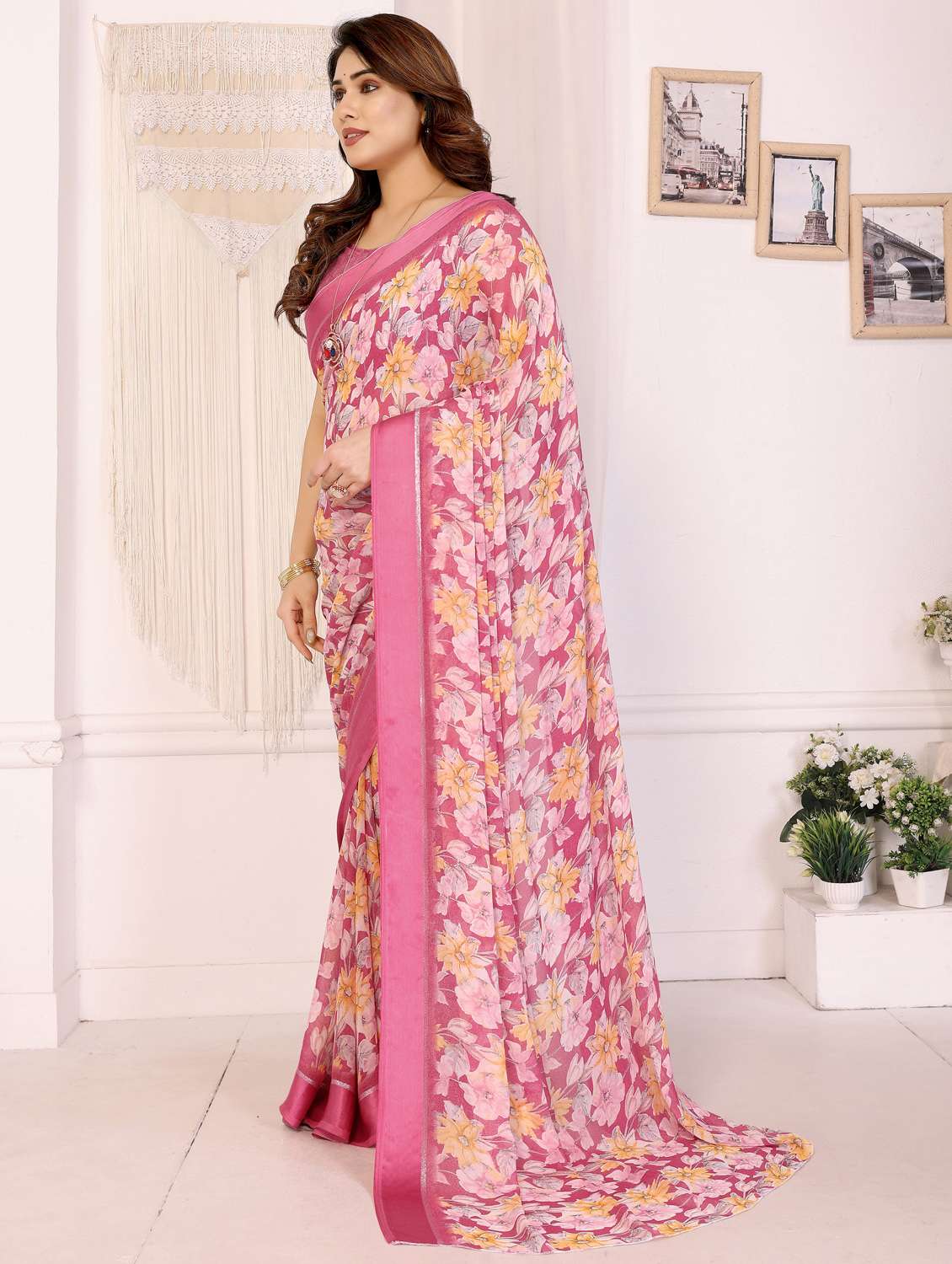 women floral printed saree with blouse - 22143848 -  Standard Image - 1