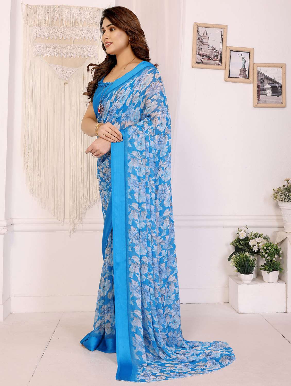 women floral printed saree with blouse - 22143851 -  Standard Image - 1