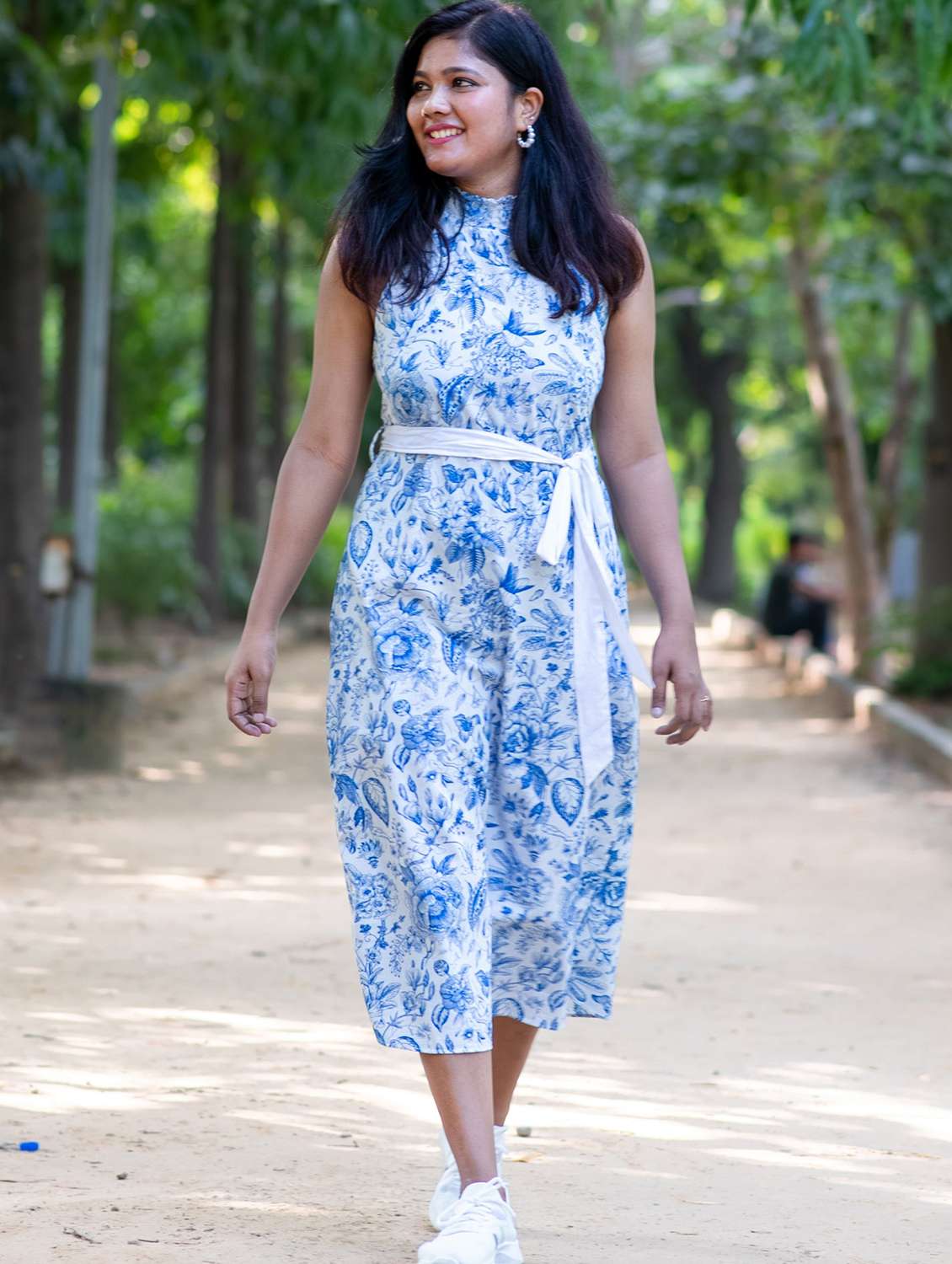 women printed sleeveless halter neck a-line dress - 22143939 -  Standard Image - 1