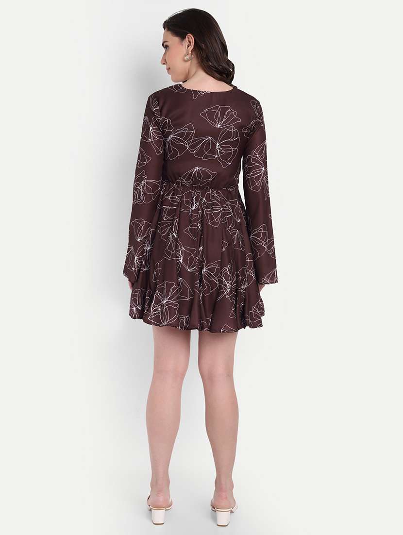 women printed bell sleeve a-line dress - 22143944 -  Standard Image - 4