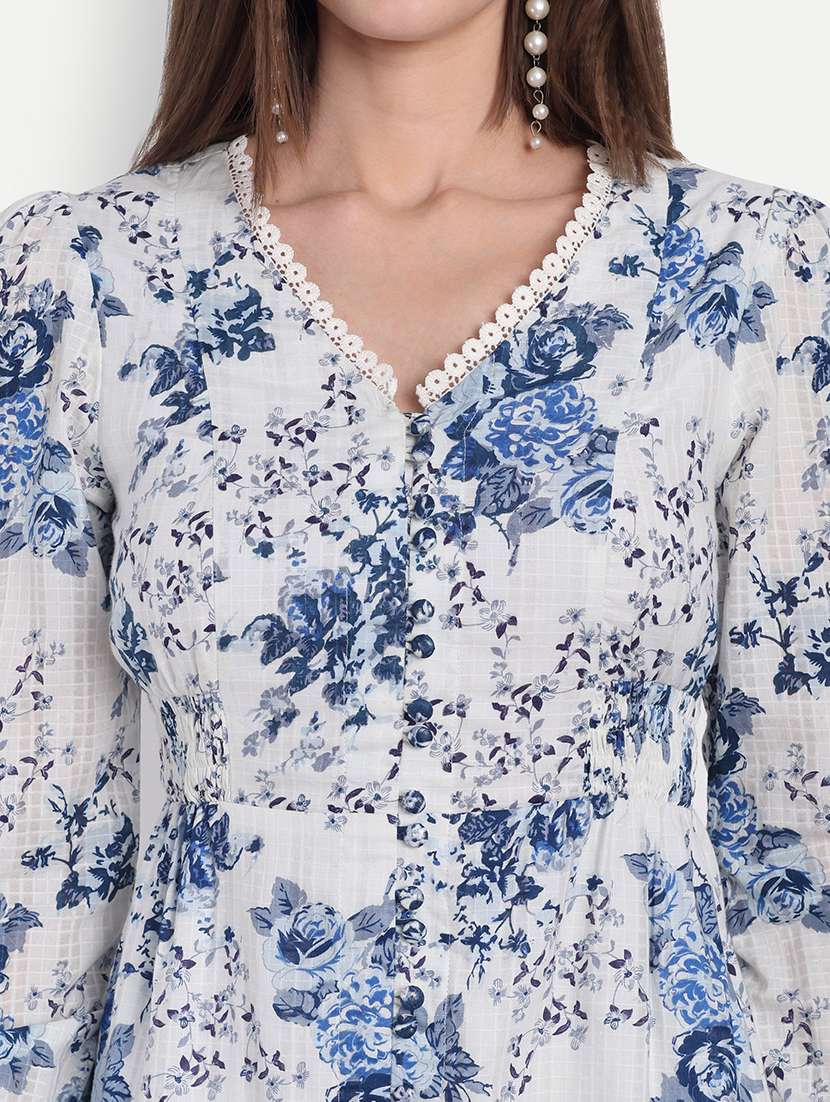 women floral print puff sleeve a-line dress - 22143945 -  Standard Image - 4