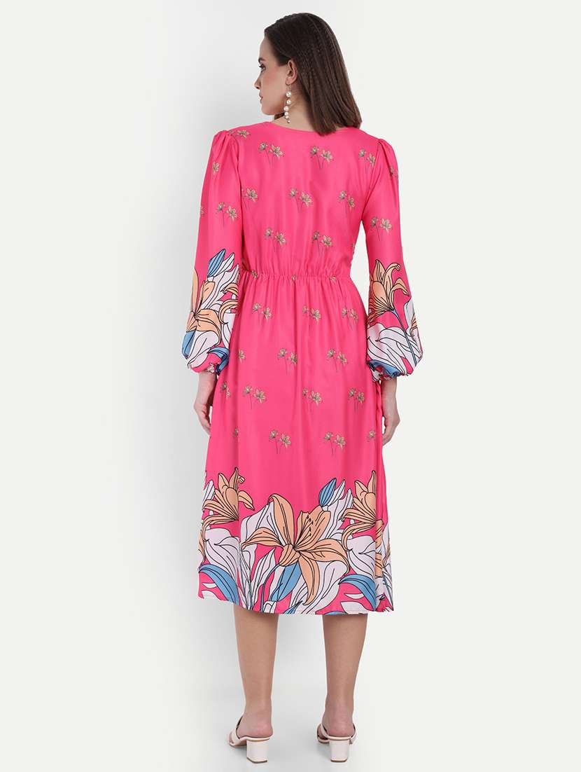 women printed puff sleeve a-line dress - 22143948 -  Standard Image - 4
