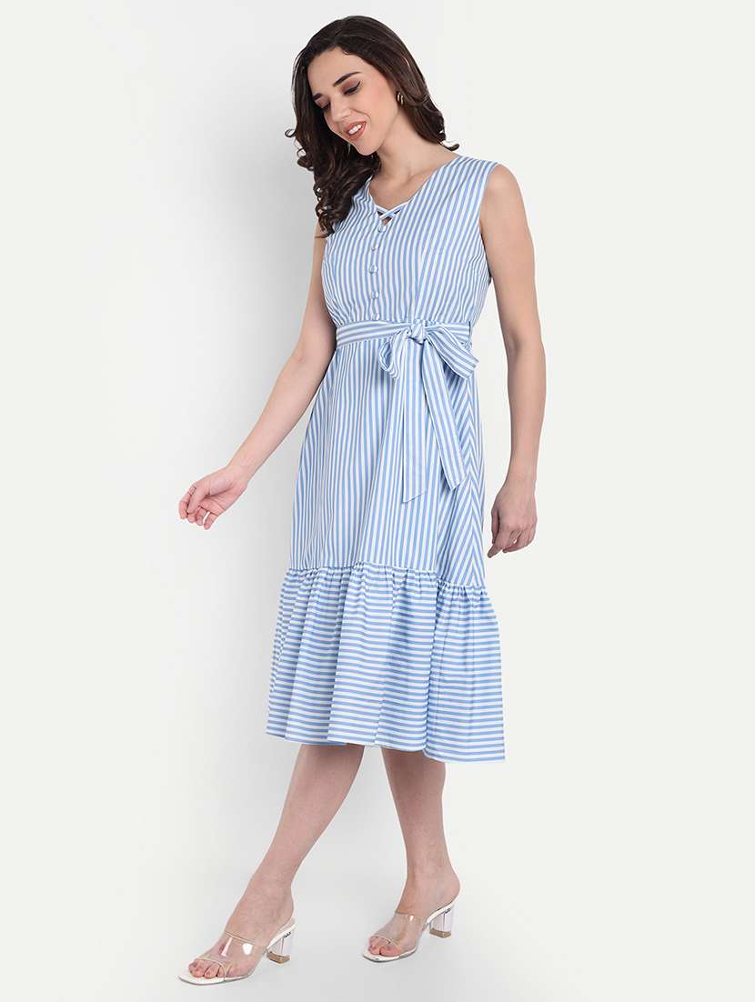 women striped sleeveless tiered dress - 22143950 -  Standard Image - 1