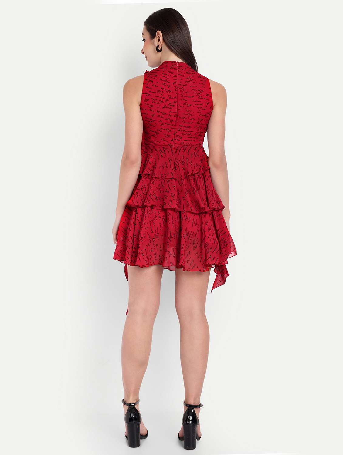 women printed sleeveless layered dress - 22143952 - Standard Image - 4