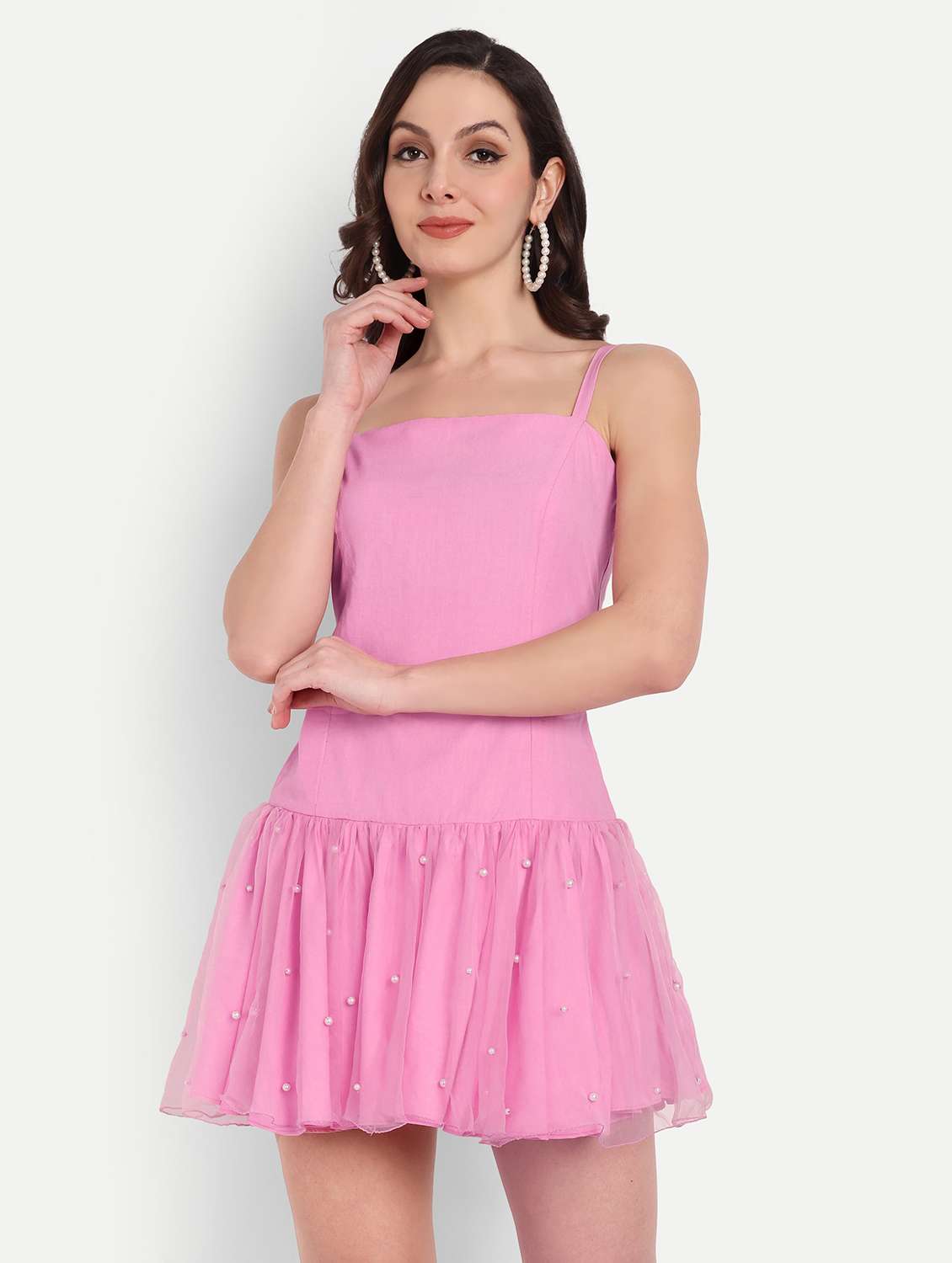 women embellished shoulder strap tiered dress - 22143953 -  Standard Image - 1