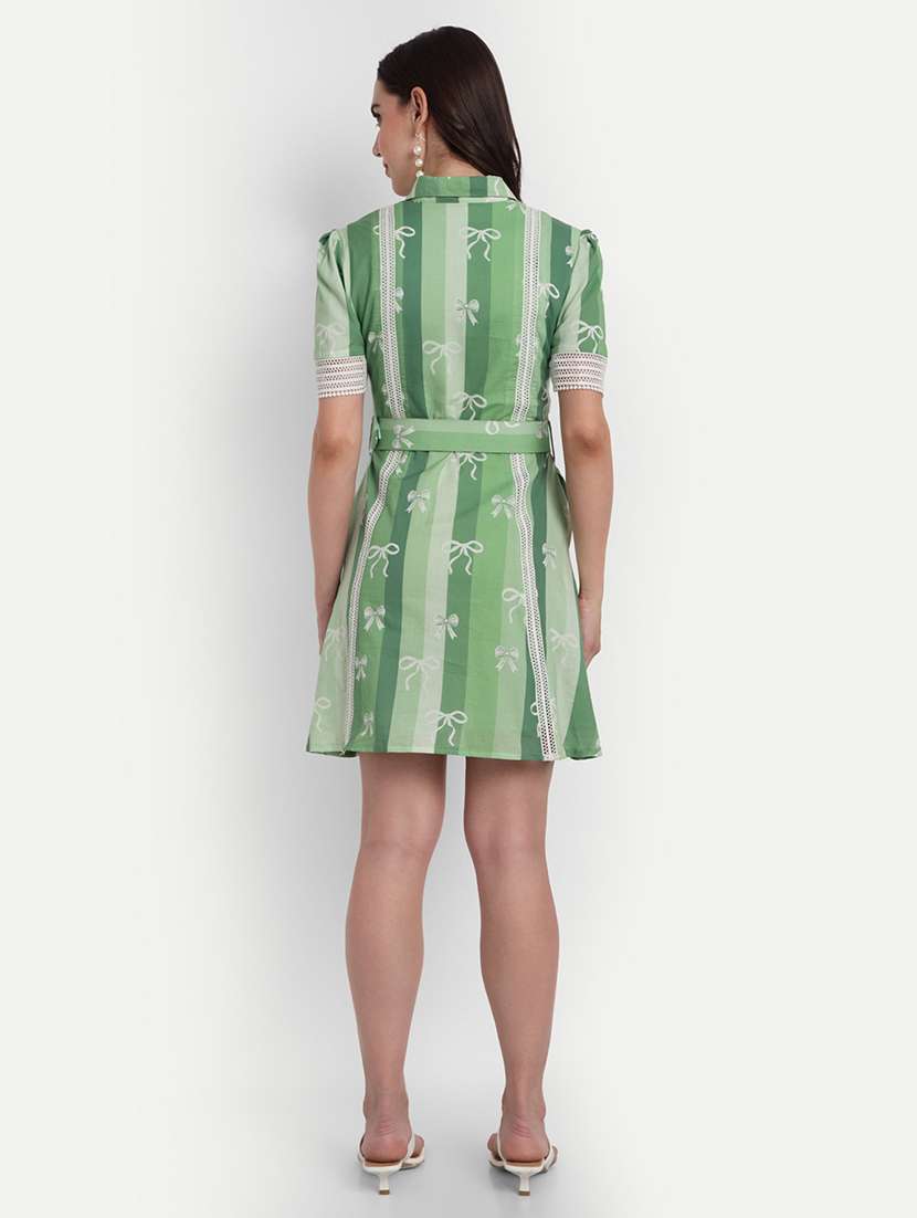 women printed puff sleeve collared shirt dress - 22143964 -  Standard Image - 4