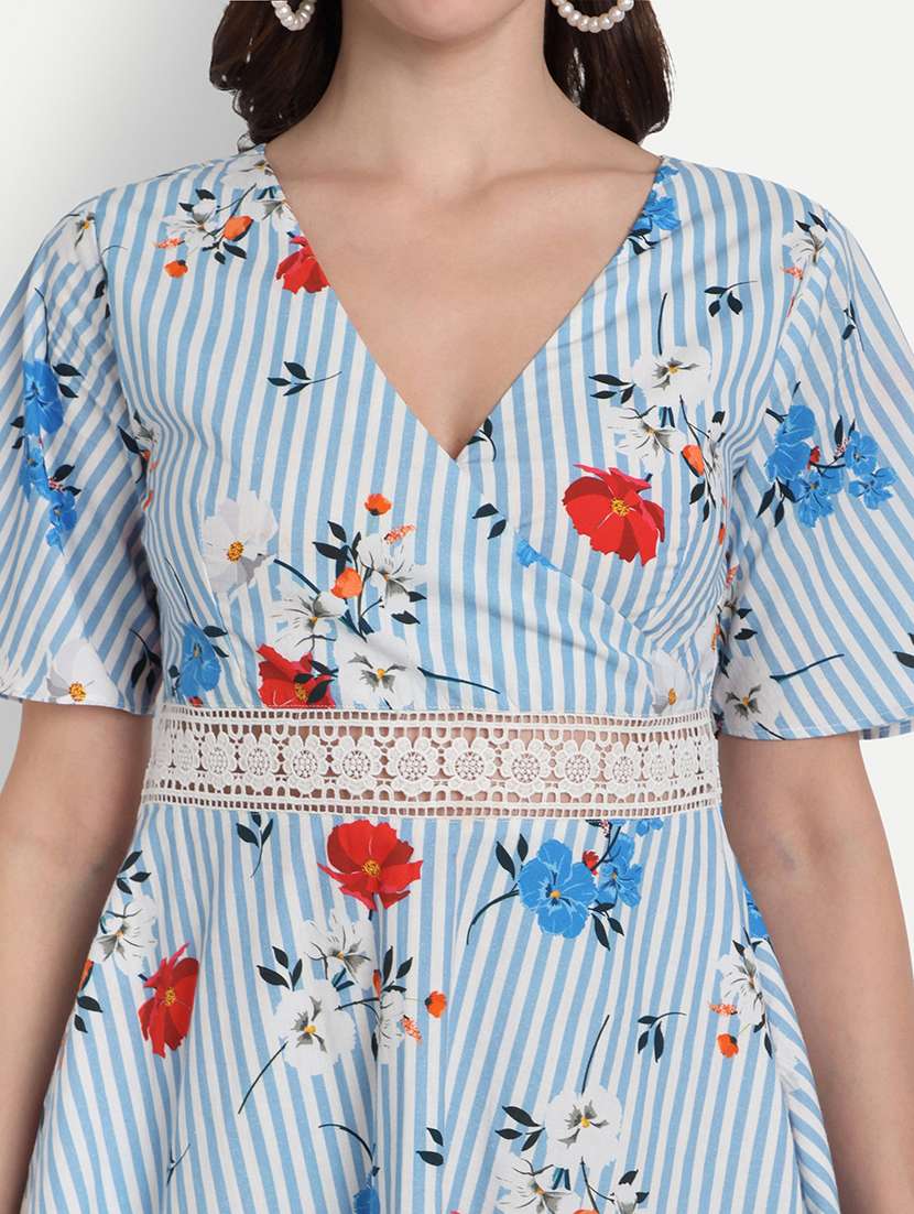 women floral print puff sleeve fit & flare dress - 22143965 -  Standard Image - 4