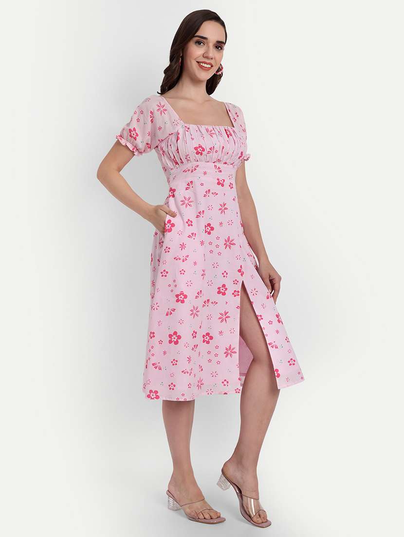 women floral print puff sleeve a-line dress - 22143966 -  Standard Image - 1