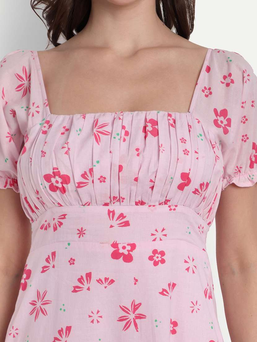 women floral print puff sleeve a-line dress - 22143966 -  Standard Image - 4
