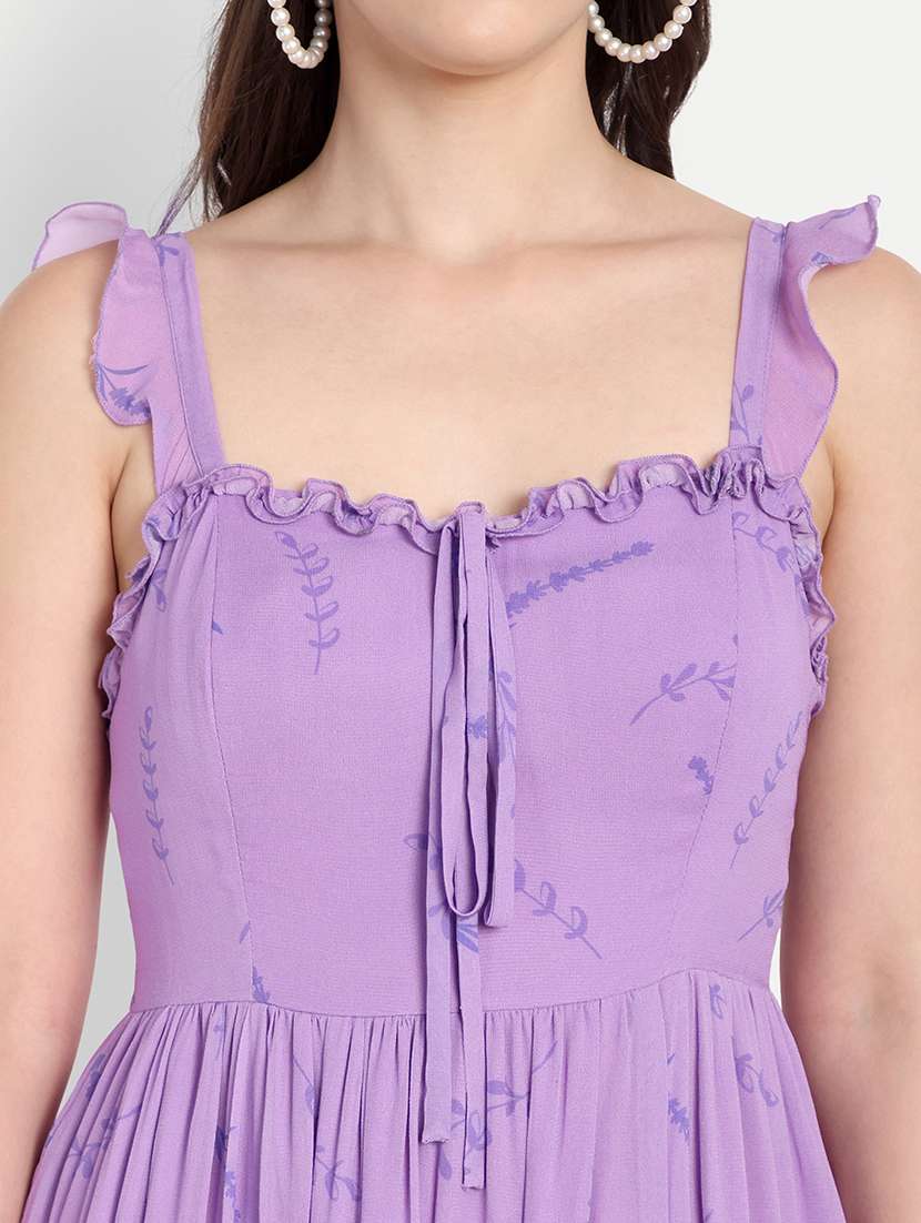 women printed sleeveless layered a-line dress - 22143970 - Standard Image - 4