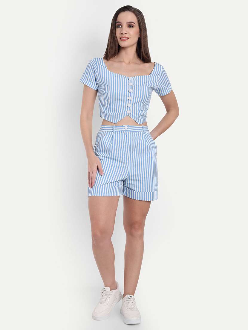 women striped mid rise tailored shorts - 22143974 - Standard Image - 4