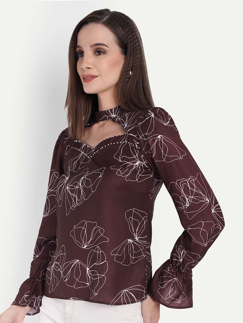 women printed bell sleeve regular top - 22143981 - Standard Image - 1