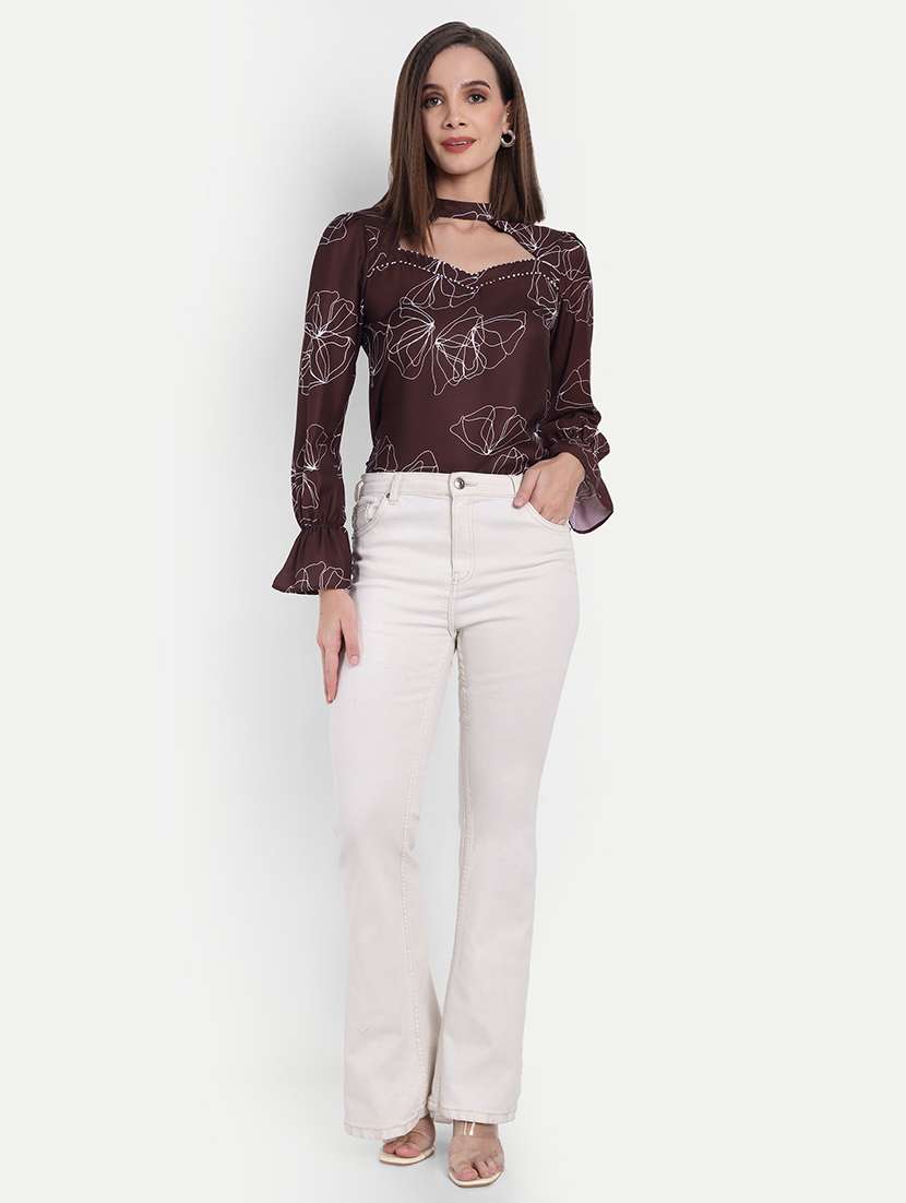 women printed bell sleeve regular top - 22143981 - Standard Image - 4