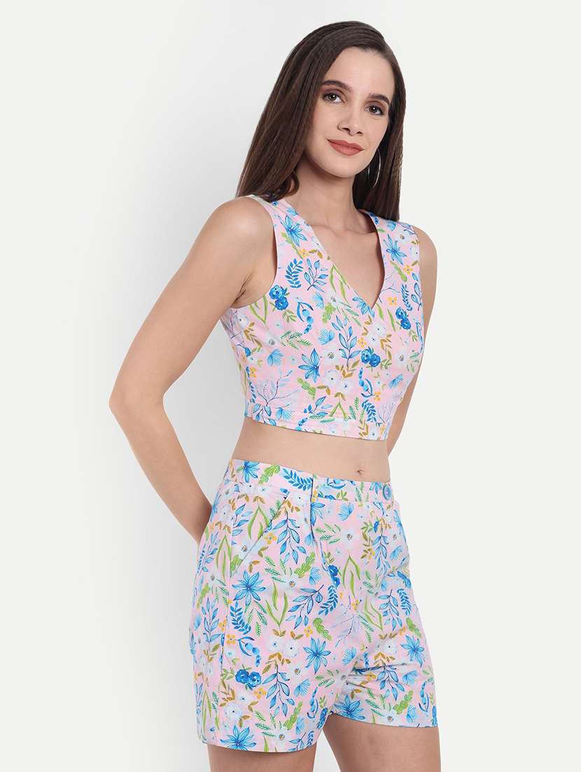 women printed sleeveless crop top - 22143983 - Standard Image - 1