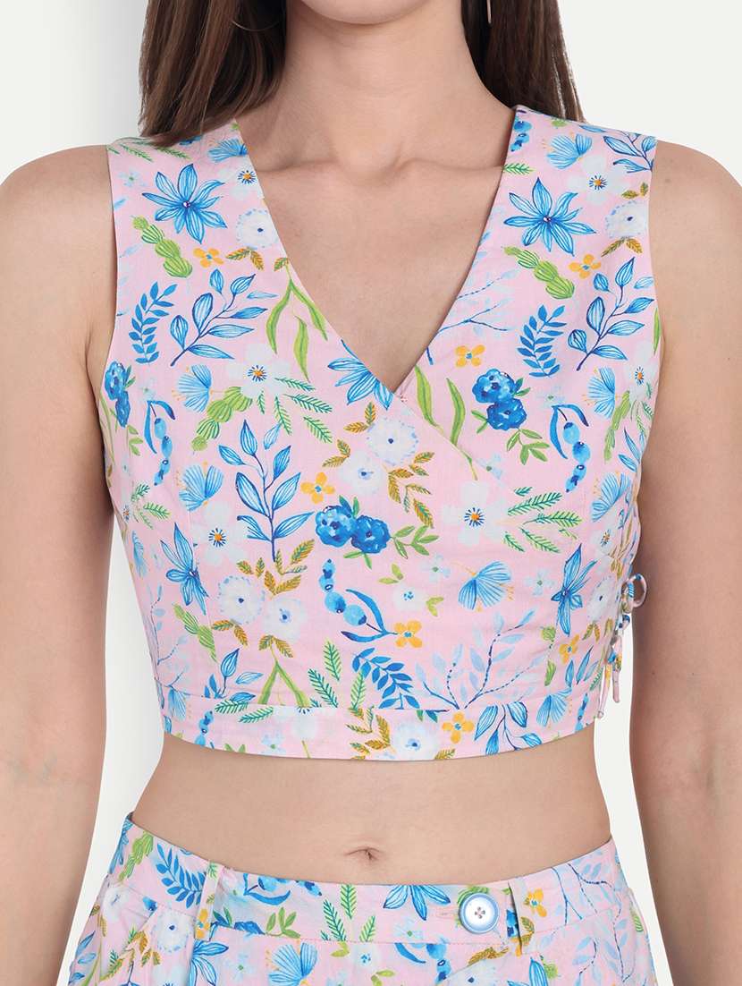 women printed sleeveless crop top - 22143983 - Standard Image - 4