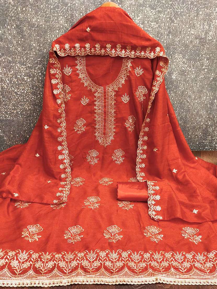 women solid with work embroidered unstitched suit set - 22143996 -  Standard Image - 1