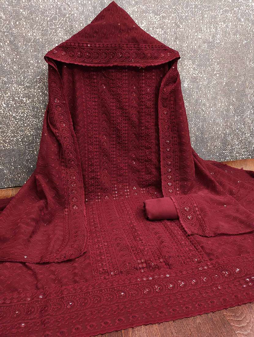 women solid with work embroidered unstitched suit set - 22144002 -  Standard Image - 1