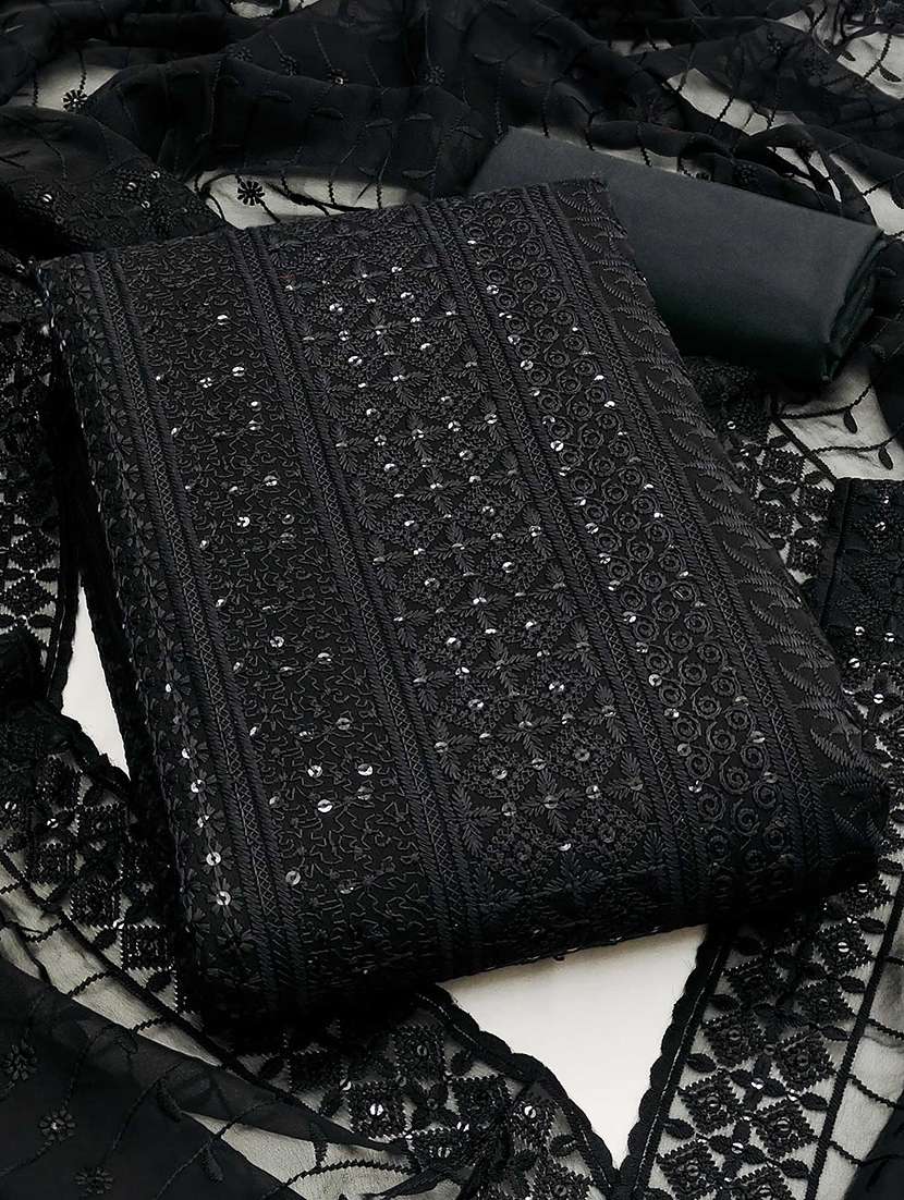 women solid with work embroidered unstitched suit set