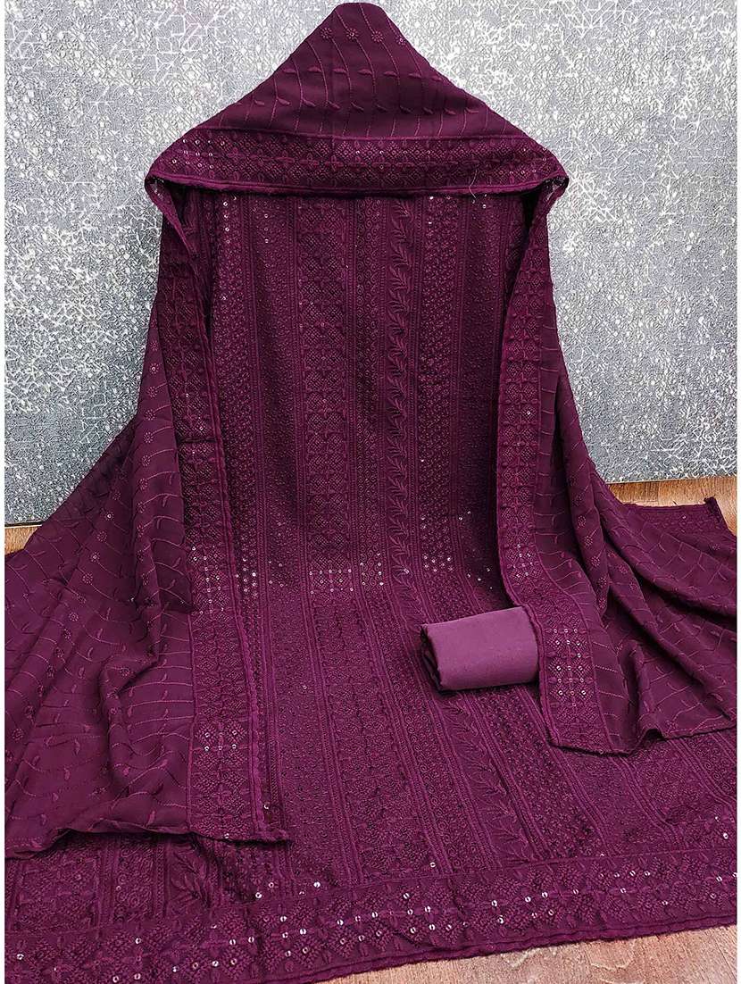 women solid with work embroidered unstitched suit set - 22144020 -  Standard Image - 1