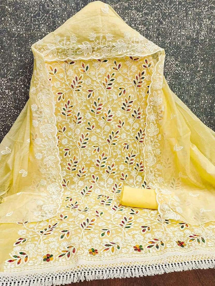 women solid with work embroidered unstitched suit set - 22144026 -  Standard Image - 1