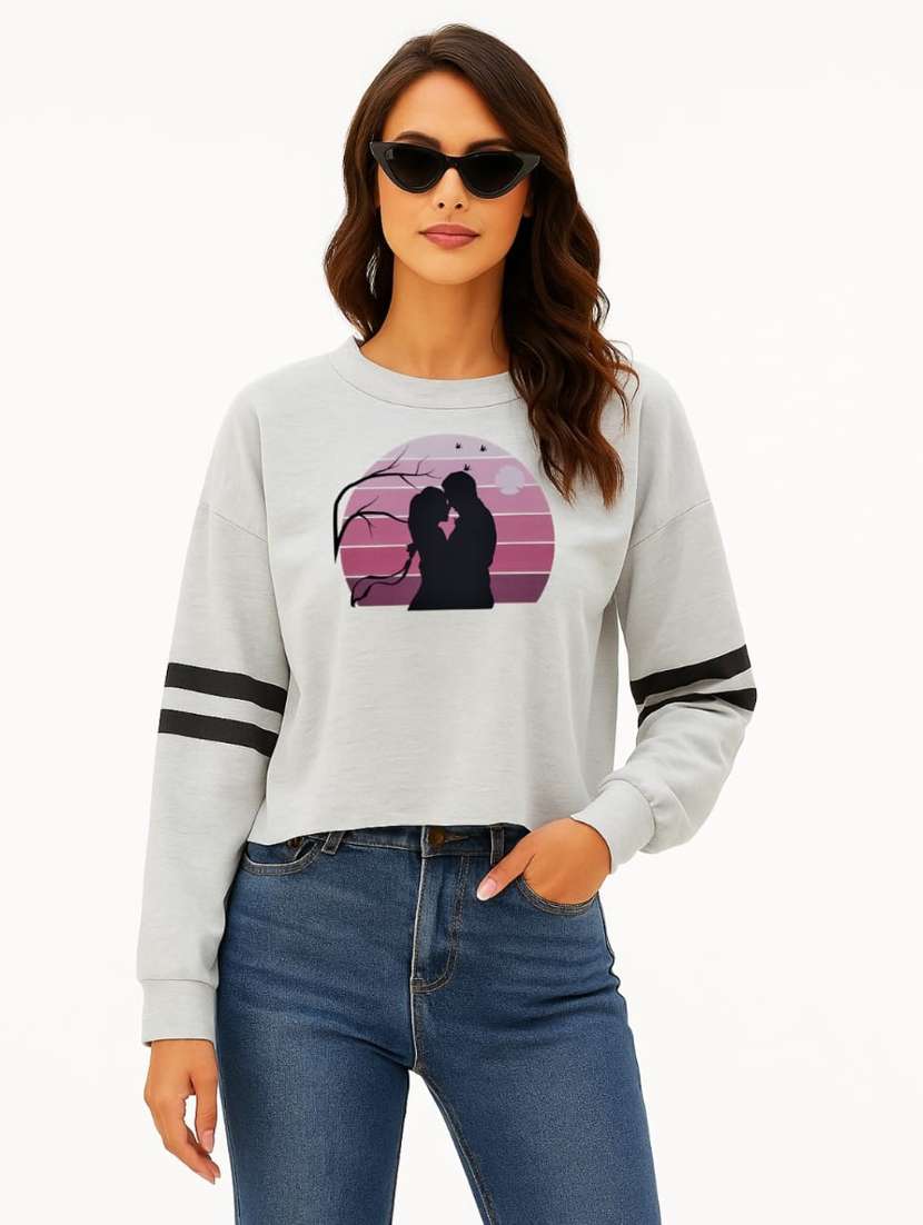 women front print round neck t-shirt