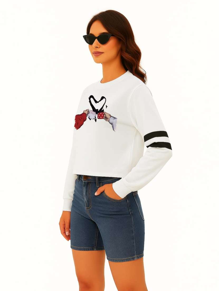women front print round neck t-shirt - 22144050 - Standard Image - 1
