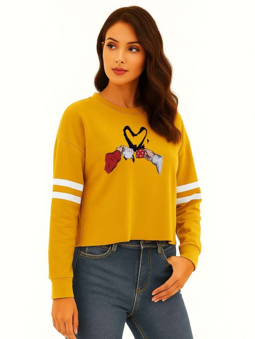 women front print round neck t-shirt - 22144051 - Standard Image - 1