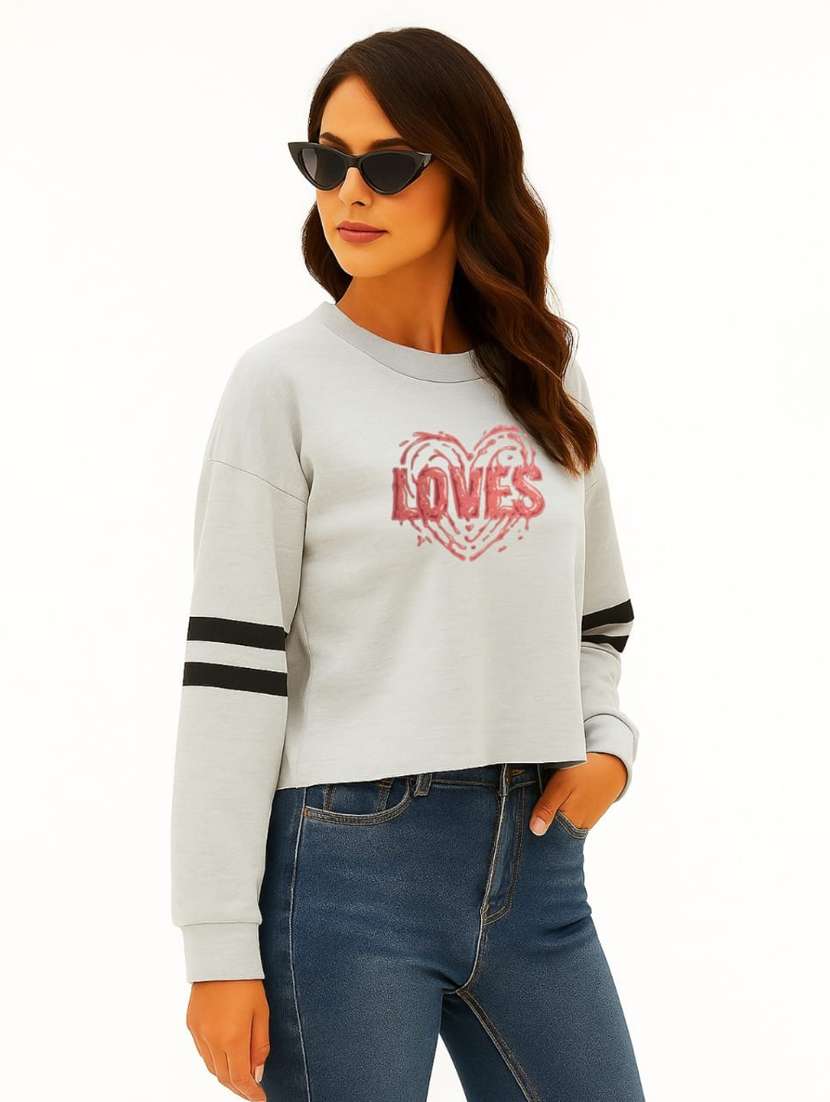 women front print round neck t-shirt - 22144055 - Standard Image - 1