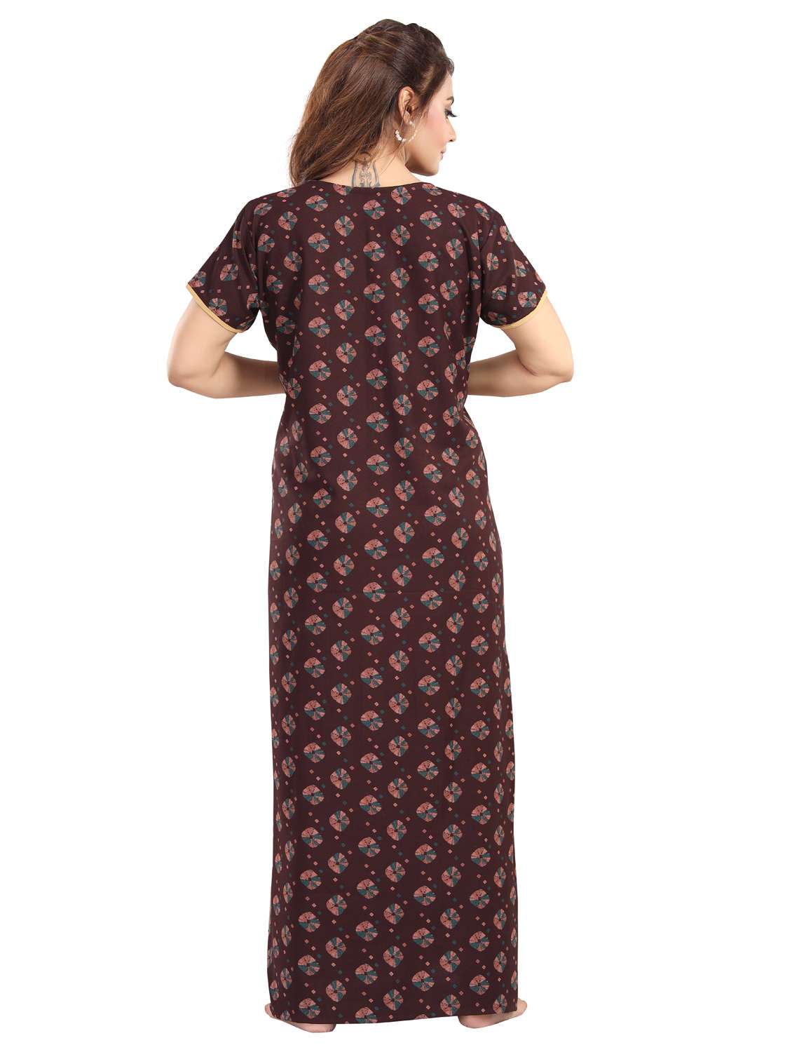 women printed short sleeve nighty - 22144615 -  Standard Image - 4