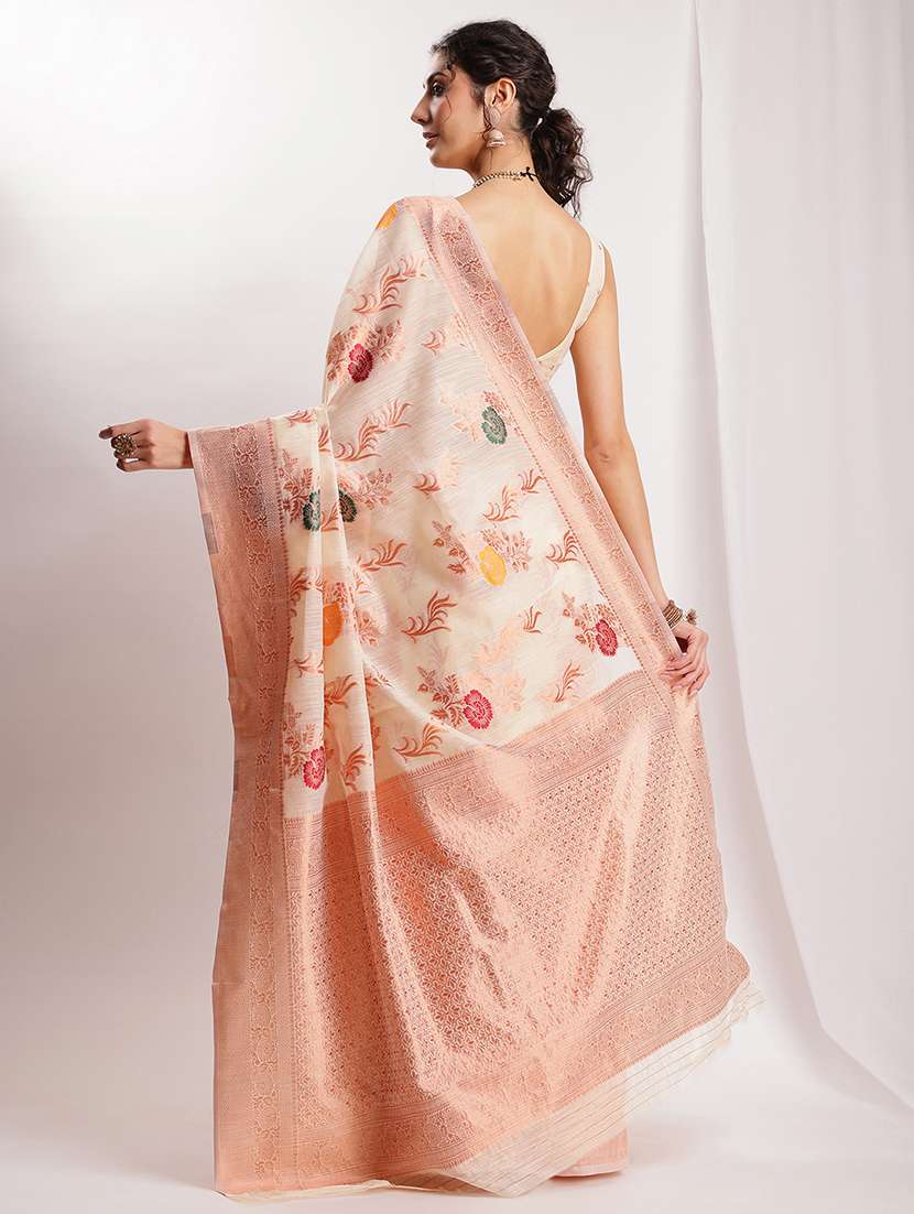 women floral bordered saree with blouse - 22144623 -  Standard Image - 4