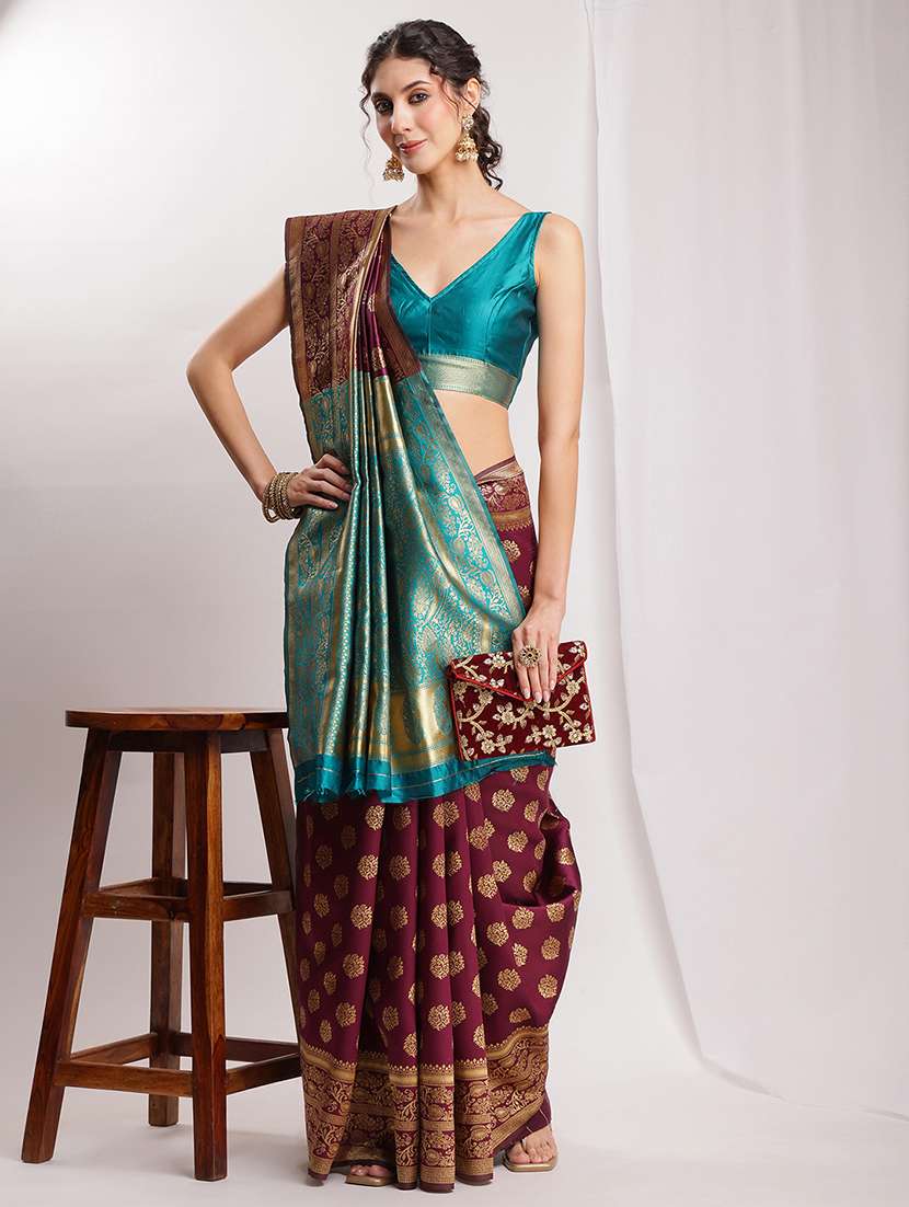 women self design banarasi saree with blouse