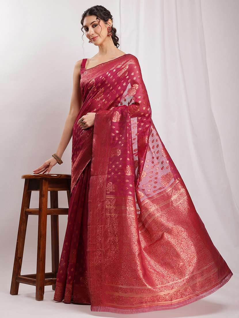 women self design banarasi saree with blouse