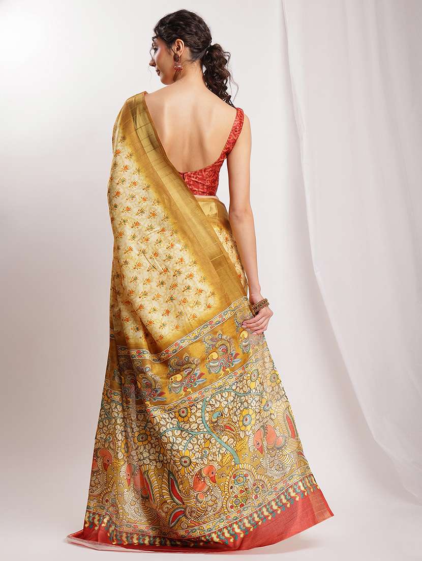 women kalamkari printed saree with blouse - 22144648 -  Standard Image - 4