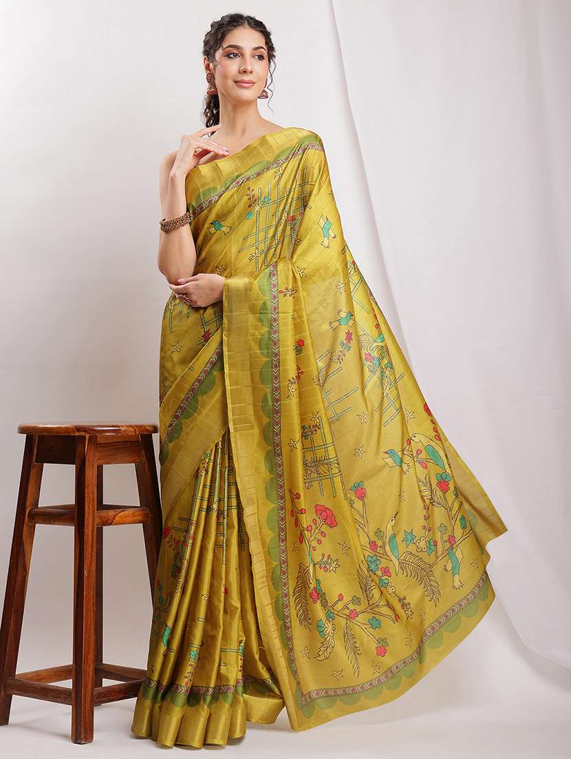 women printed casual wear saree with blouse