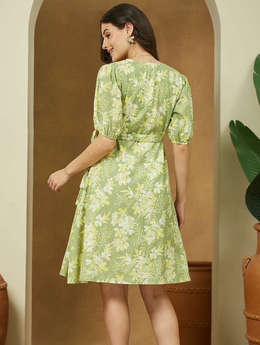 women floral printed puff sleeve a-line dress - 22144871 -  Standard Image - 4